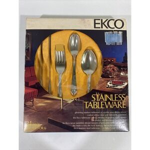 Vintage MCM EKCO Stainless Tableware Silverware Set NEW NOS 24 Pc Service